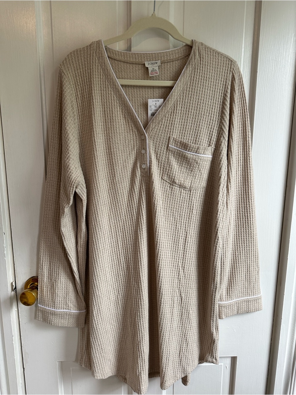NWT J. Crew Brushed Waffle Henley Pajama Dress